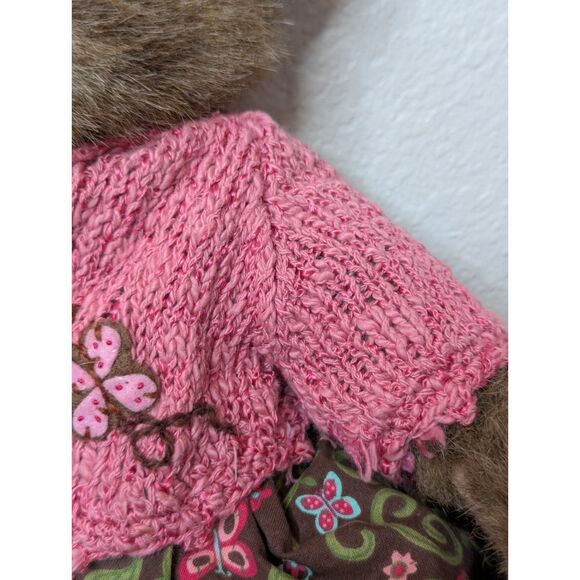 Boyds Bears Jasmine Flutterlee Plush Bear 2009 Retired Pink Bow Sweater No Tag - Picture 8 of 8